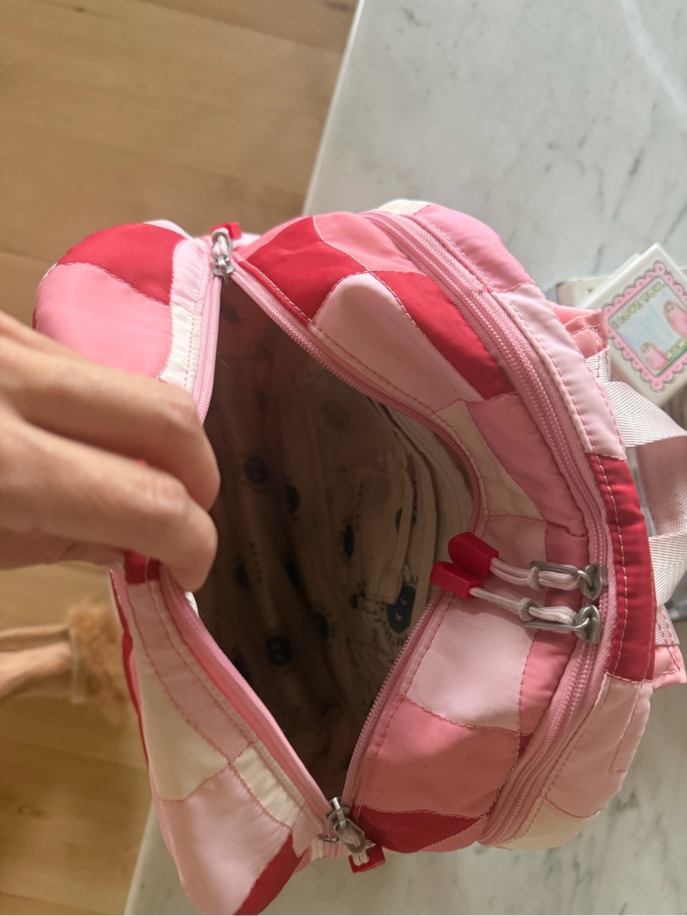 STATE Pink & Red Patchwork Puffer Backpack - Picture 5 of 6